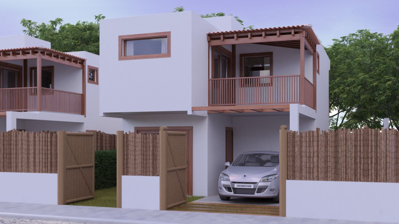 Vista frontal — detalhe da varanda